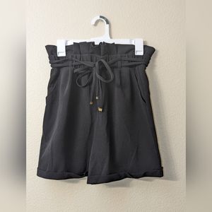 Black Belted High Waist Shorts
